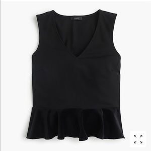J Crew sleeveless velvet peplum top Sz L NEW